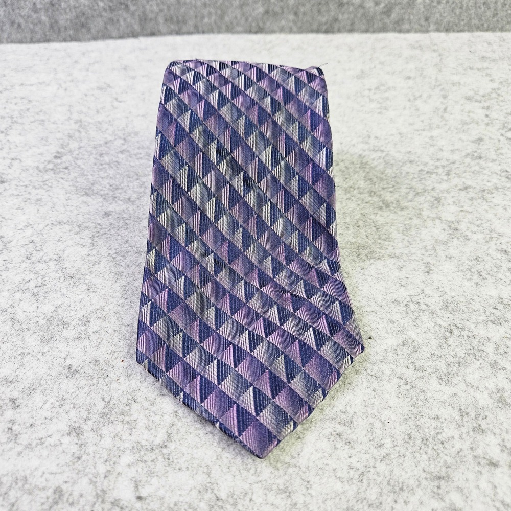 Joseph & Feiss International Mens Purple Geometric Diamond 100% Silk Necktie